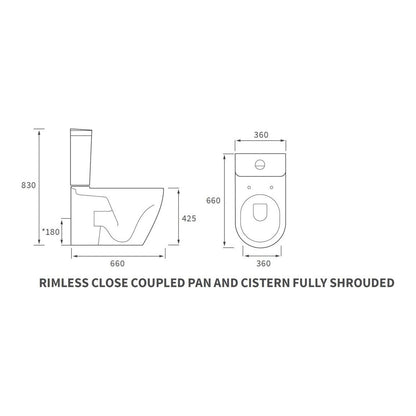 Alor Rimless Close Coupled Fully Shrouded WC & Soft Close Seat