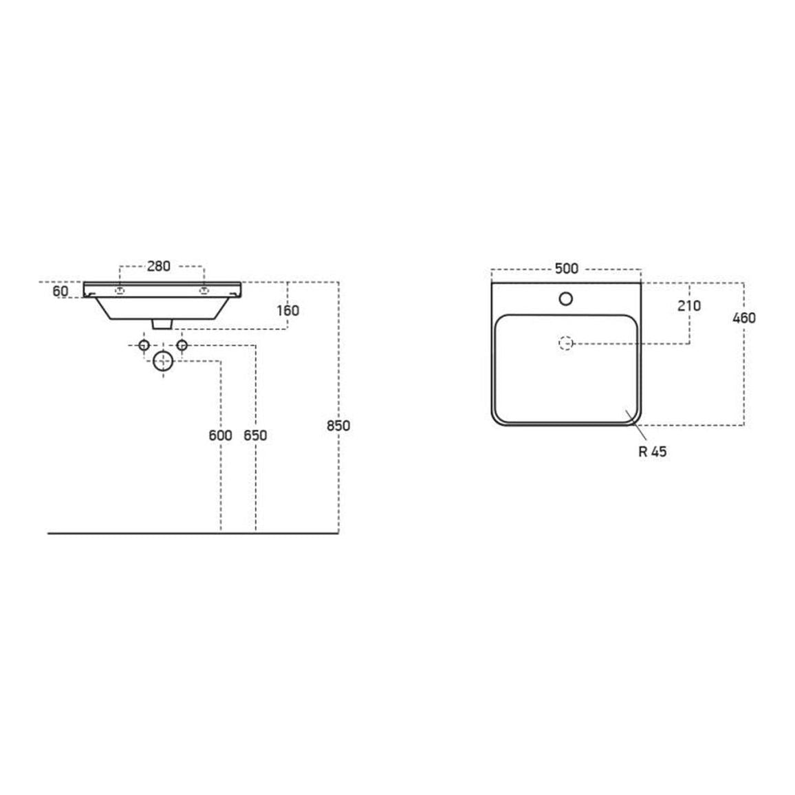 Prisca 500mm Wall Hung 1 Drawer Basin Unit & Basin - Matt Latte