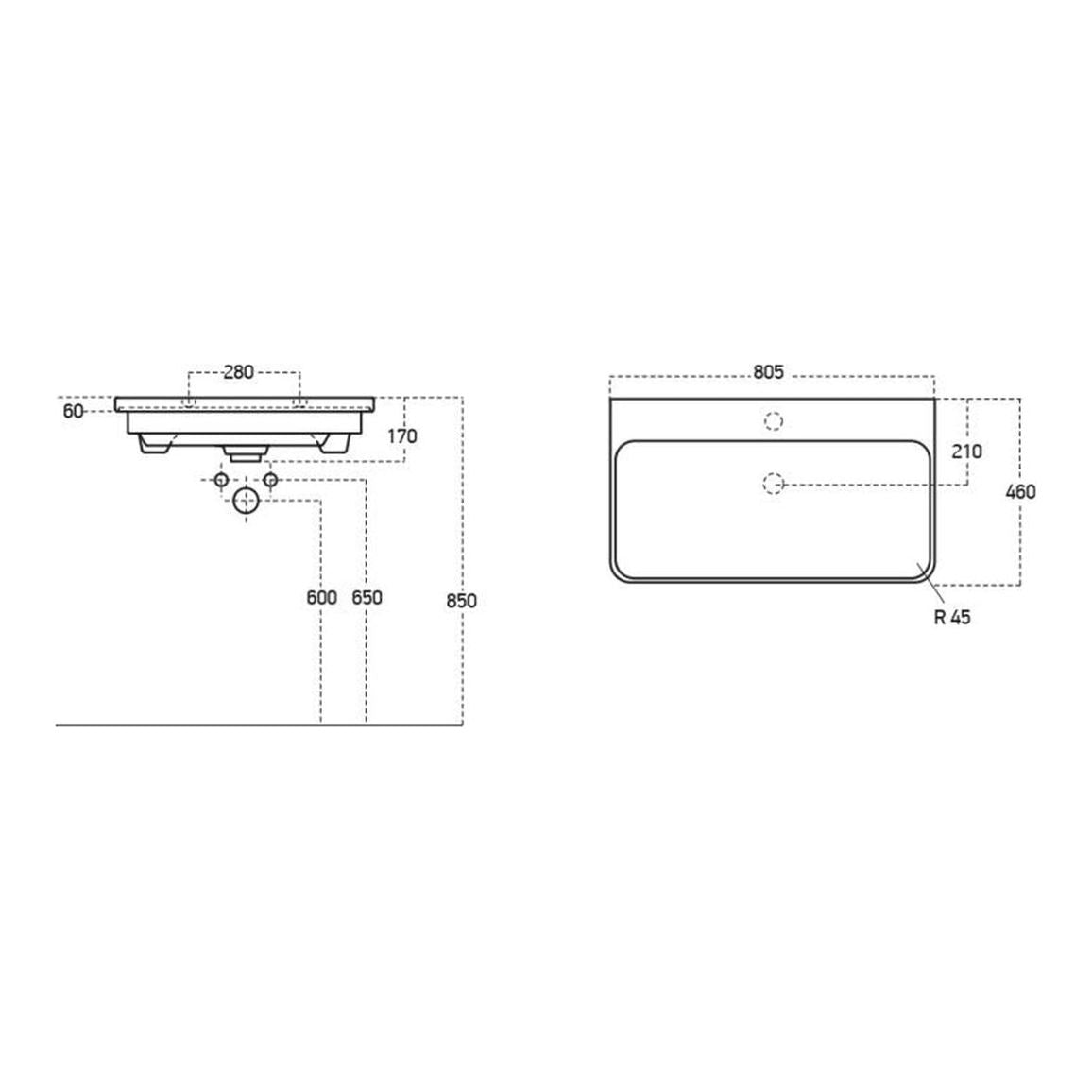 Prisca 805mm Wall Hung 1 Drawer Basin Unit & Basin - Matt Black