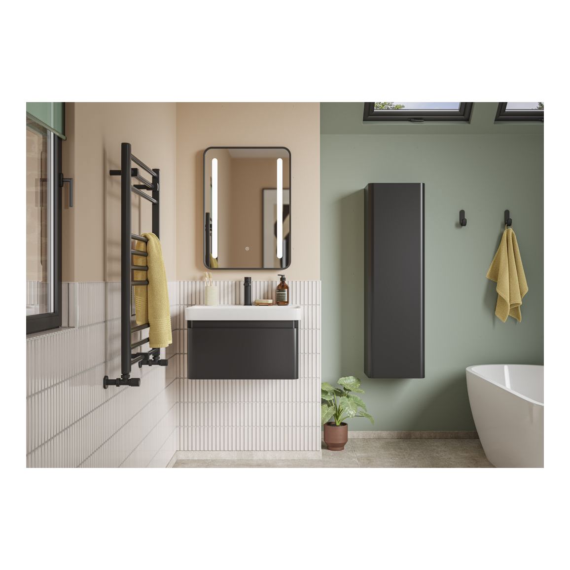 Prisca 500mm Wall Hung 1 Drawer Basin Unit & Basin - Matt Black