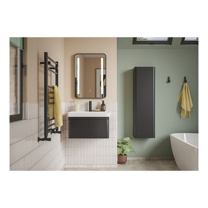 Prisca 605mm Wall Hung 1 Drawer Basin Unit & Basin - Matt Black