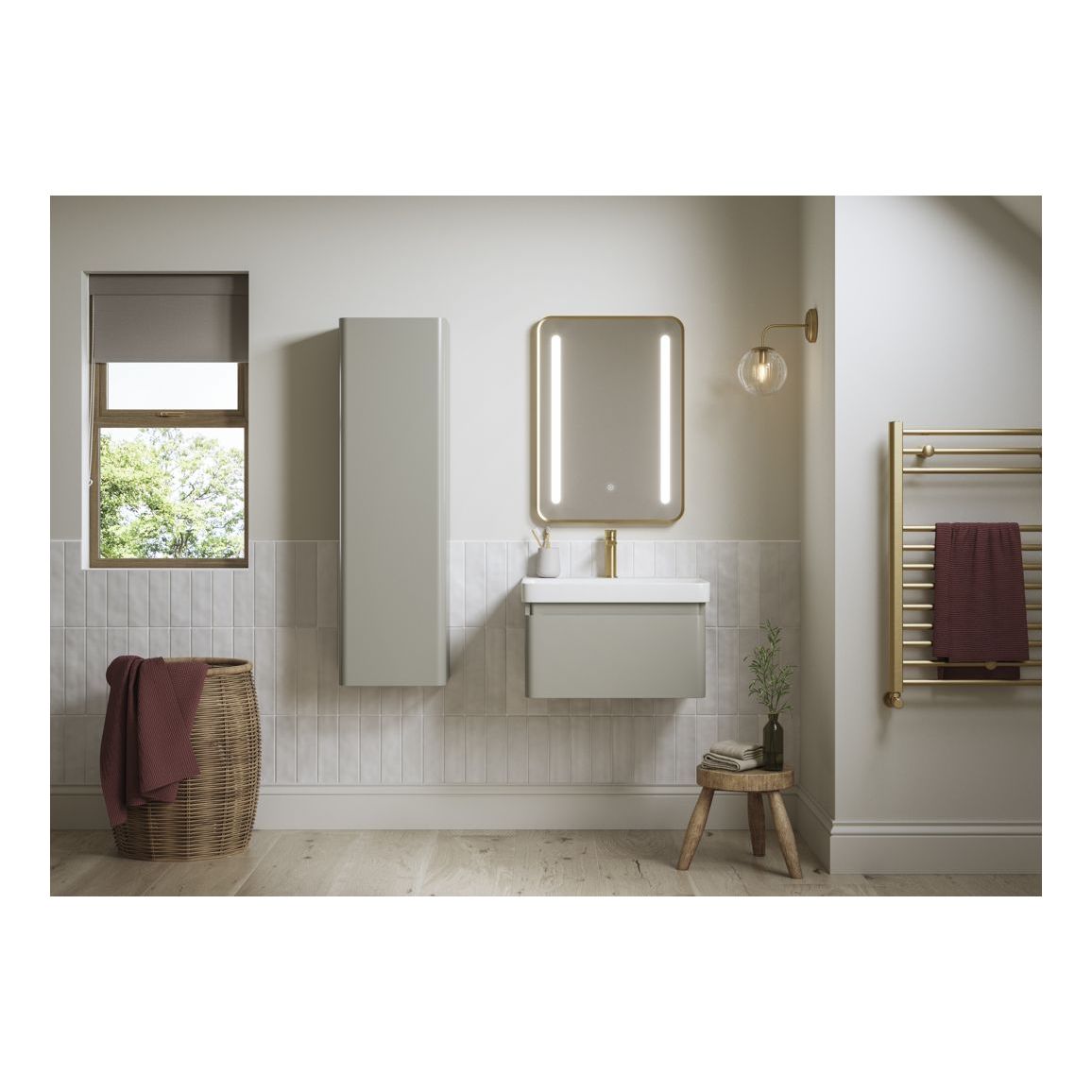 Prisca 500mm Wall Hung 1 Drawer Basin Unit & Basin - Matt Latte