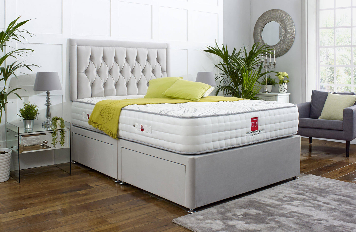 Windsor Divan Bed Set with Button Headboard