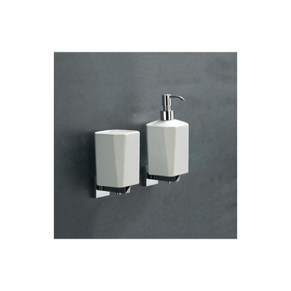 Abbeville Wall Mounted Soap Dispenser - Chrome & White