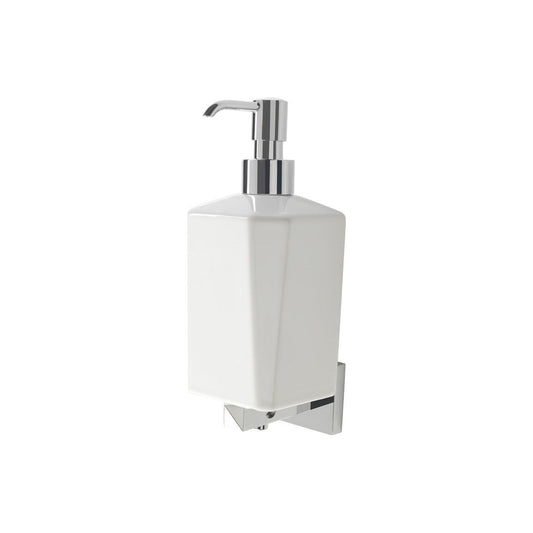 Abbeville Wall Mounted Soap Dispenser - Chrome & White