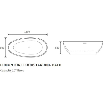 Wembley Freestanding 1800x800x580mm Bath