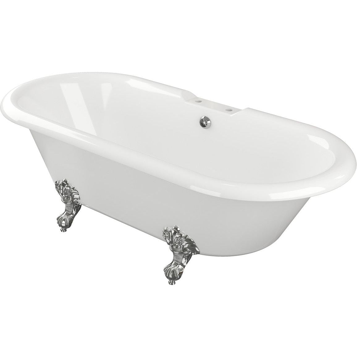 Amazon Freestanding 1690x740x620mm 2TH Bath w/Feet - White