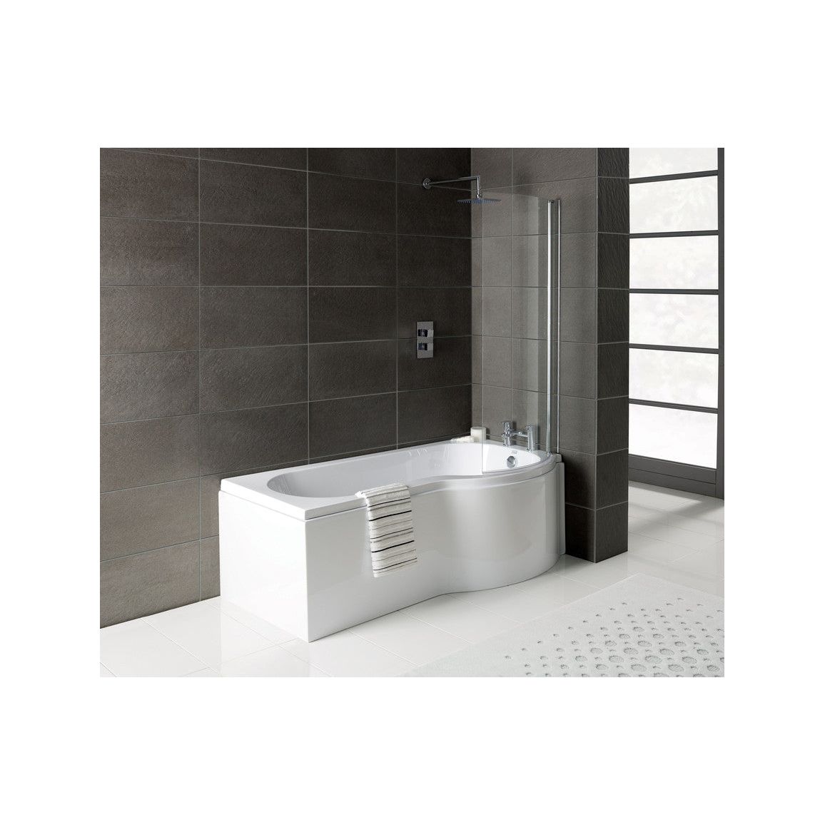 P-Shape 1700x700-850x410mm 0TH Ducha, panel y mampara (RH)