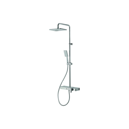 Vema Thermostatic Shower Column w/Fixed Head, Riser, Shelf & Foot Wash - White/Chrome