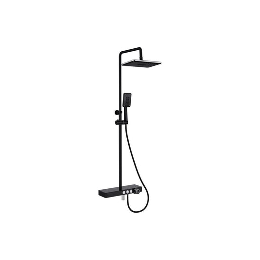 Vema Thermostatic Shower Column w/Fixed Head, Riser, Shelf & Foot Wash - Black