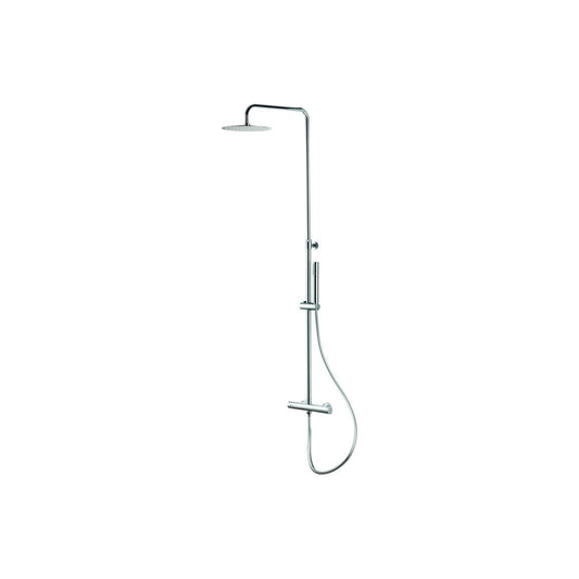 Vema Thermostatic Round Bar Valve w/Fixed Head & Riser - Chrome