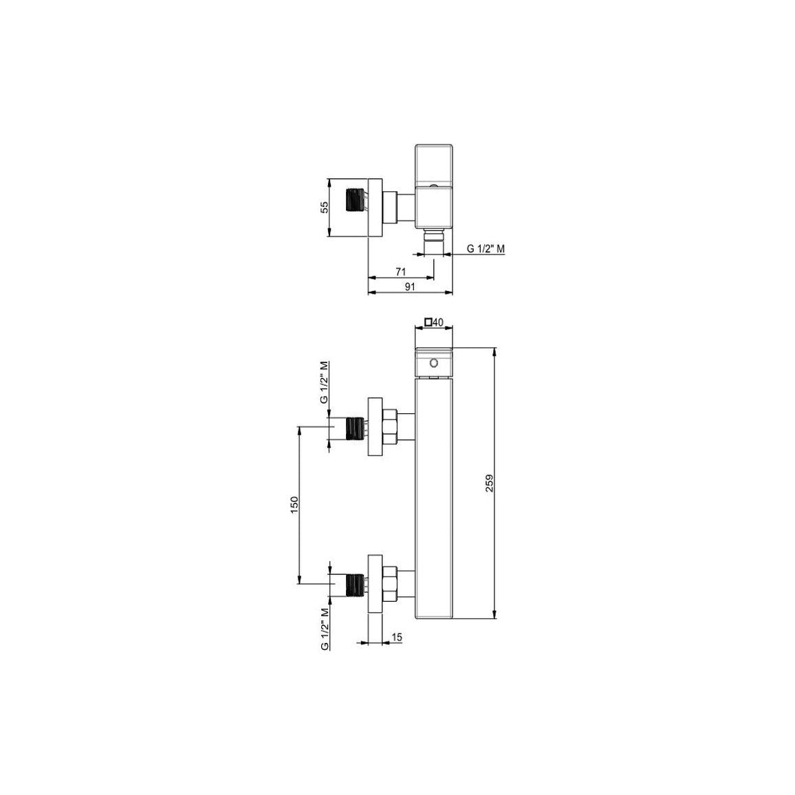 Vema Lys Wall Mounted Single Outlet Shower Mixer