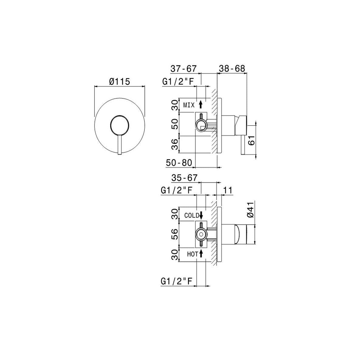 Vema Maira Concealed Single Outlet Shower Mixer