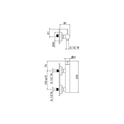 Vema Maira Black Wall-Mounted Single Outlet Shower Mixer