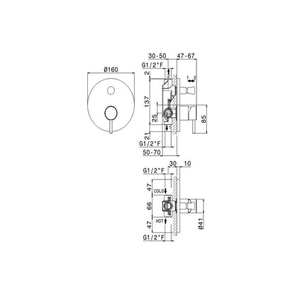 Vema Maira Black Concealed Two Outlet Shower Mixer w/Diverter