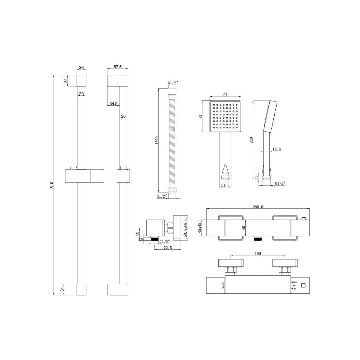 Briery Cool-Touch Thermostatic Bar Mixer Shower - Chrome