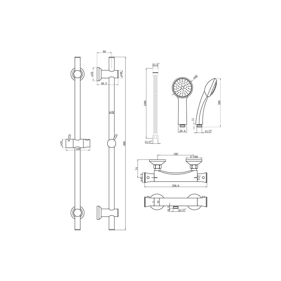 Mitigeur thermostatique de douche en épicéa