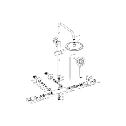 Round Thermostatic Bar Mixer w/Riser Kit - Brushed Brass