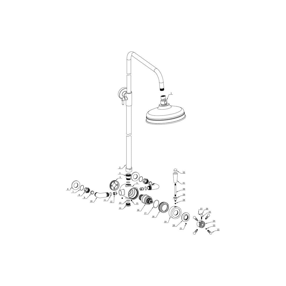 Burchs Shower Pack Two - Concentric Single Outlet Shower Valve & Overhead Kit