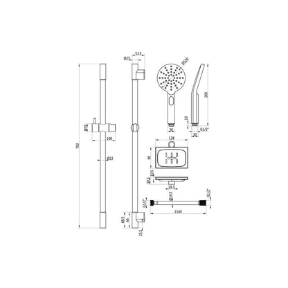 Kit de douche à bouton-poussoir rond