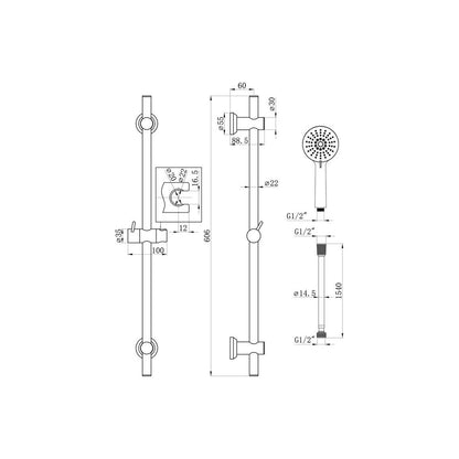 Round Premium Slider Rail Kit & 3 Mode Handset