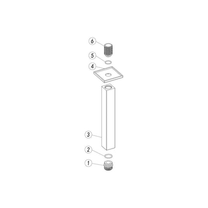 Square Ceiling Arm 180mm - Chrome