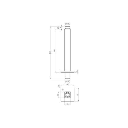 Square Ceiling Arm 180mm - Chrome