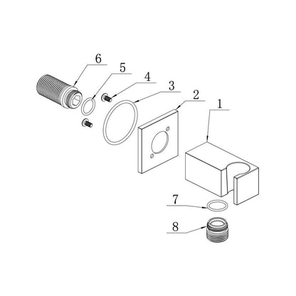 Handset Wall Bracket w/Wall Outlet - Square