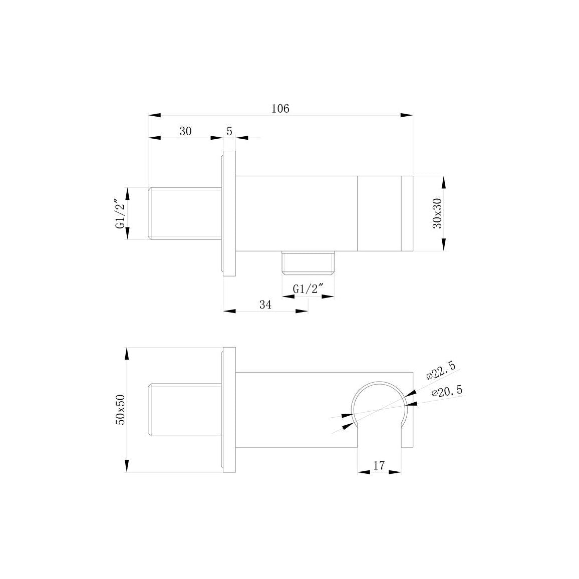 Soporte de pared para auricular con tomacorriente de pared - Cuadrado