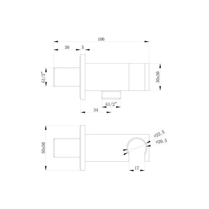 Handset Wall Bracket w/Wall Outlet - Square