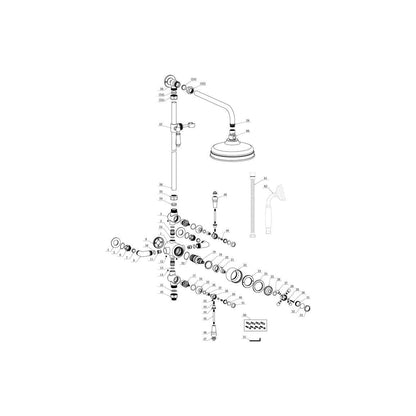 Burchs Traditional Exposed Two Outlet Shower Valve w/Riser Kit & Overhead