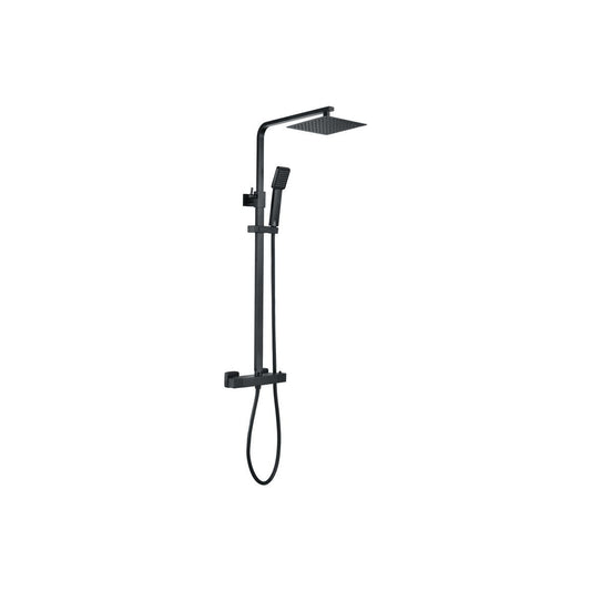 Square Thermostatic Bar Mixer w/Riser Kit - Matt Black