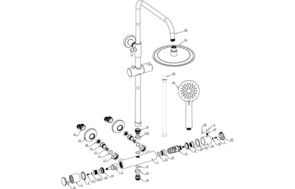 Round Thermostatic Bar Mixer w/Riser Kit - Brushed Bronze