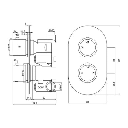 Single Outlet Twin Shower Valve - Matt Black