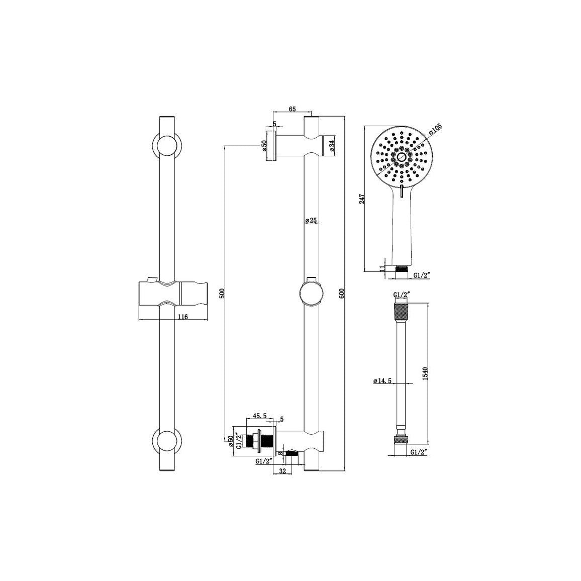 Riel Elevador y Auricular - Negro Mate