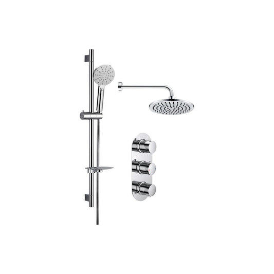 Bethel Shower Pack Four - Two Outlet Triple Shower Valve w/Riser & Overhead Kit