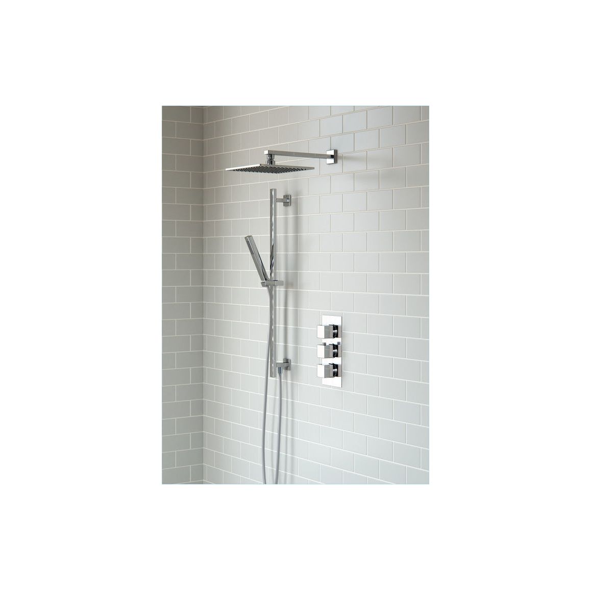 Eubank Shower Pack Three - Two Outlet Triple Shower Valve w/Riser & Overhead Kit