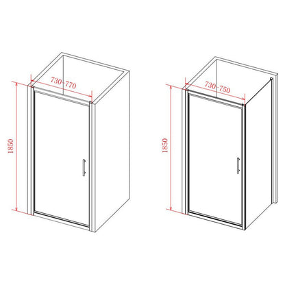 Puerta plegable Bayport de 760 mm - Cromada