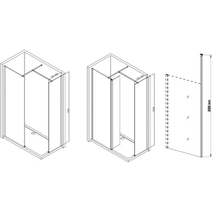 Montague 800mm Wetroom Panel & Floor-to-Ceiling Pole - Chrome