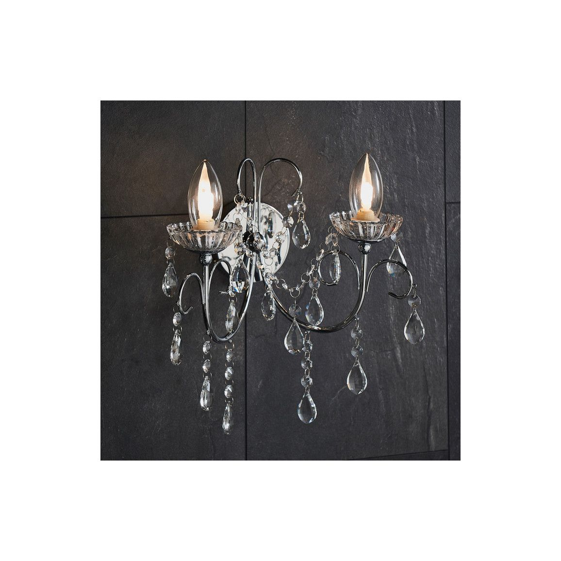 Birchmount 2 Arm Chandelier Wall Light - Chrome