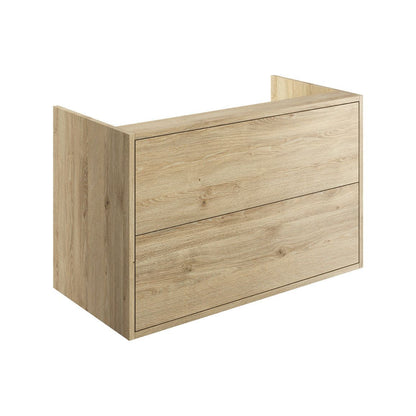 Frontage 900mm 2 Drawer Wall Hung Basin Unit (No Top) - Havana Oak