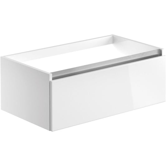 Mueble de lavabo suspendido Conifer de 800 mm y 1 cajón (sin parte superior) - Blanco brillante
