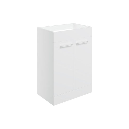 Bateba Mueble para lavabo de suelo con 2 puertas y 590 mm (sin parte superior) - Blanco brillante