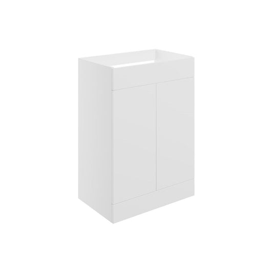 Mueble de lavabo Glen de 590 mm para fijación al suelo con 2 puertas (sin parte superior) - Blanco mate