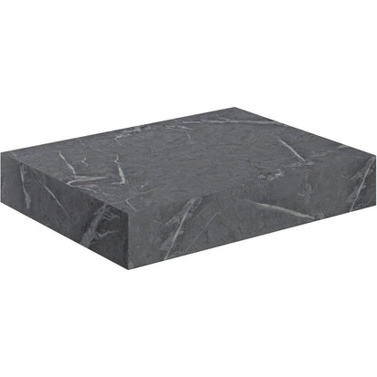 Hayes 600mm Wall Hung Grey Marble Basin Shelf & Black Bottle Trap