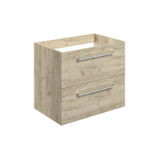 Bateba 590mm Wall Hung 2 Drawer Basin Unit (No Top) - Oak