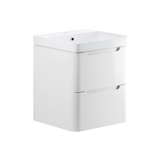 Mueble de lavabo suspendido Fawn de 600 mm con 2 cajones - Blanco brillante