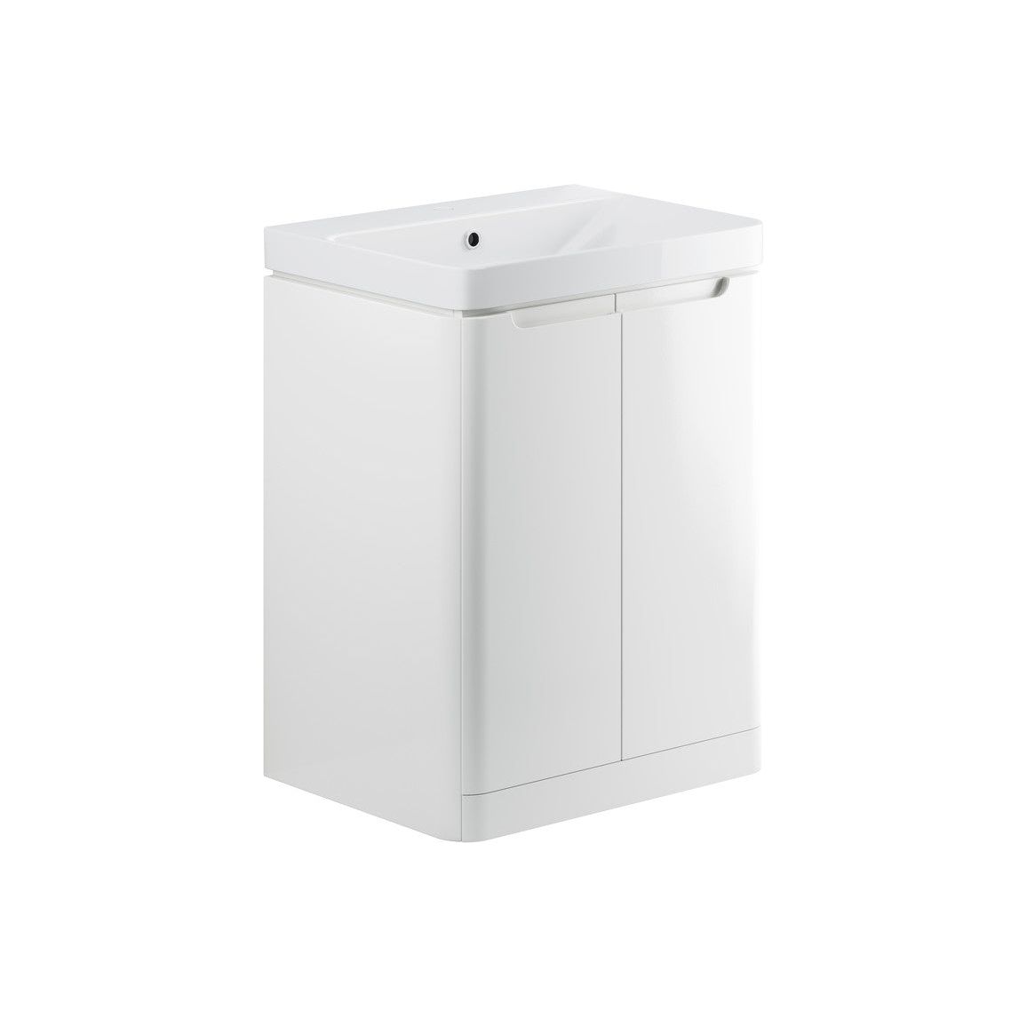 Mueble de lavabo para pie al suelo con 2 puertas y 600 mm Fawn - Blanco brillante