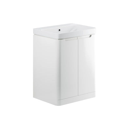 Meuble Lavabo à Poser au Sol à 2 Portes Fawn 600 mm - Blanc Brillant