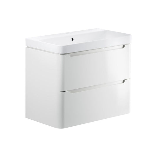 Mueble de lavabo suspendido con 2 cajones y 800 mm Fawn - Blanco brillante
